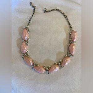 BSK Vintage Pink Molded Plastic Choker Necklace